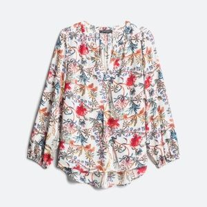 Faith + Zoe Kamran Split Neck Blouse Size 2X Flowy Floral Top